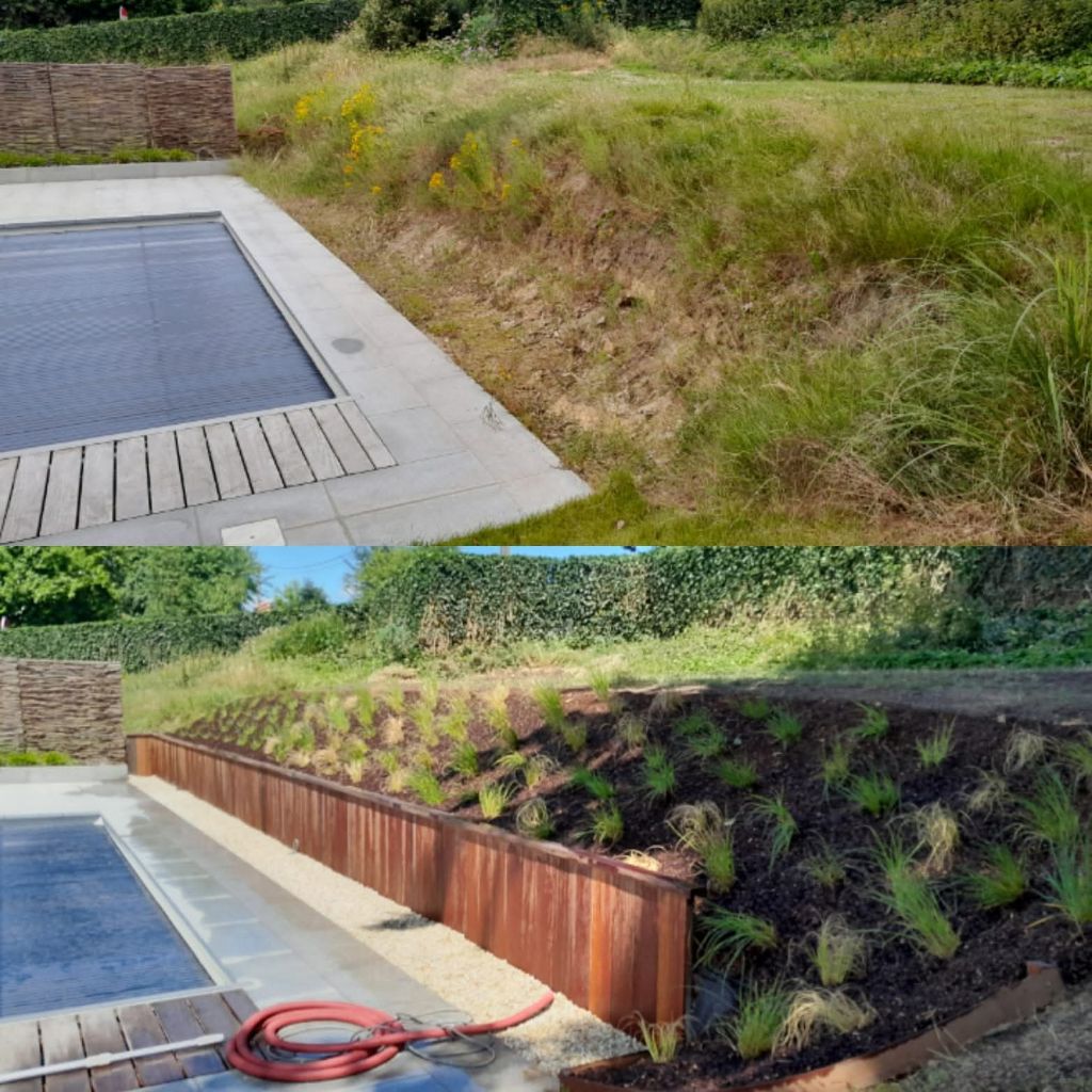 Aménagement d'un talus autour d'une piscine