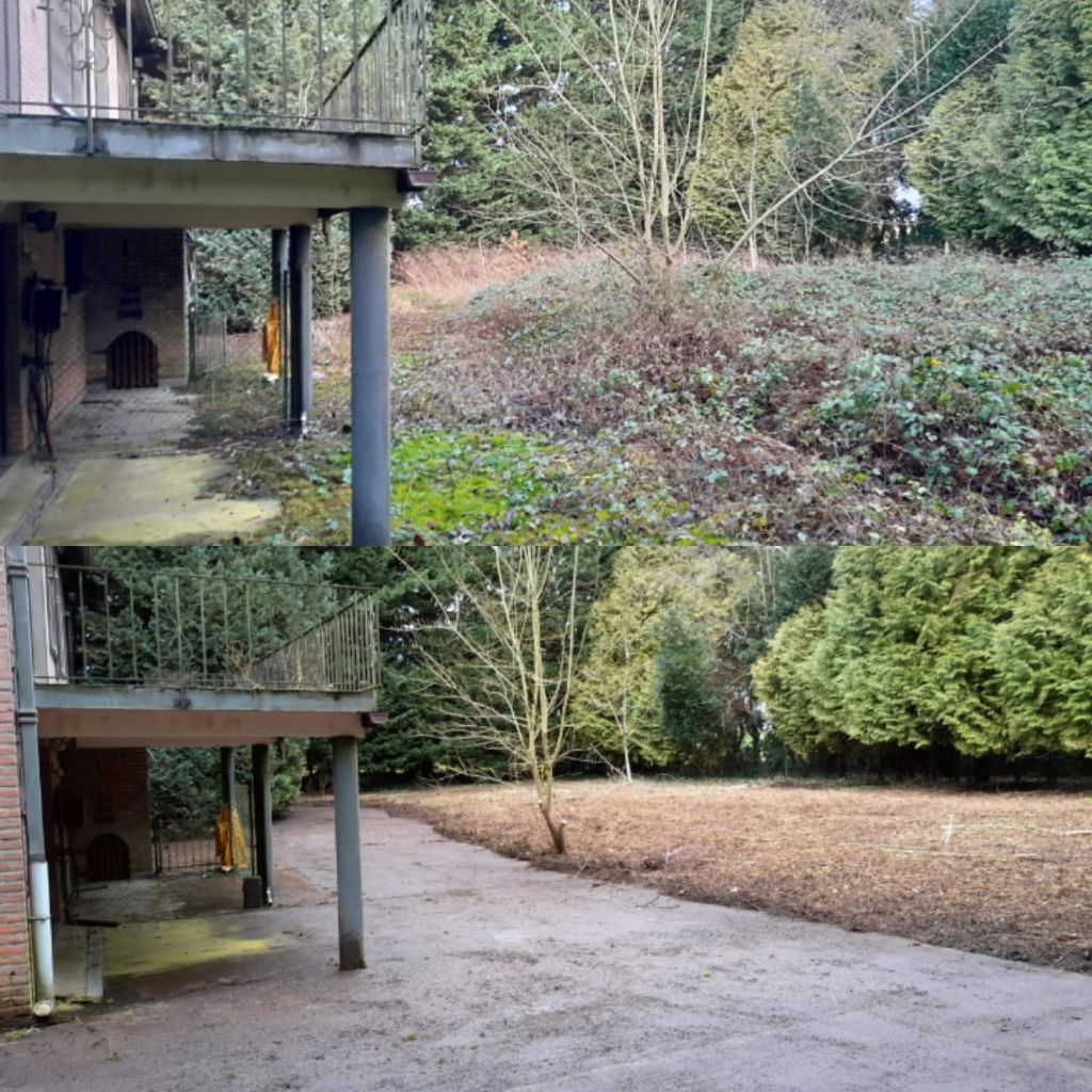 Avant après d'un dégagement de terrain sous une terrasse